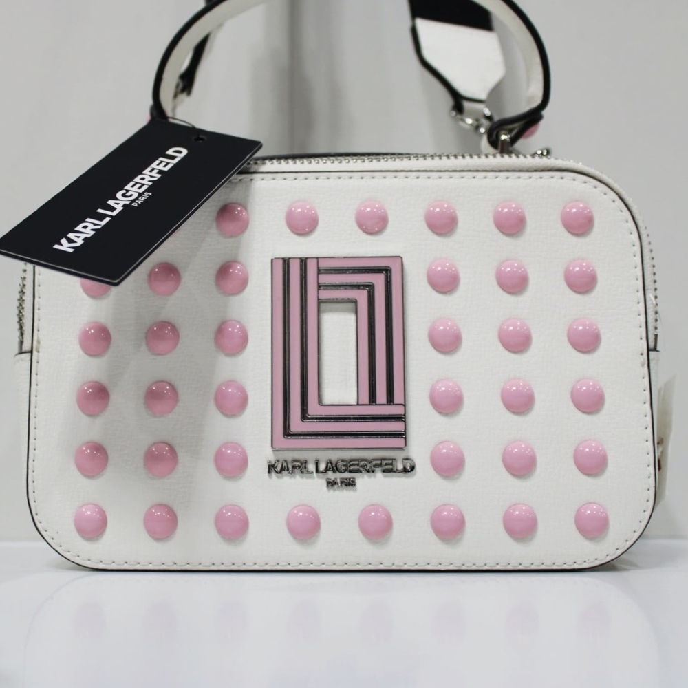 Karl Lagerfeld White and Pink Mini Bag